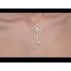 Handmade 925 Sterling Silver Key Pendant Necklace Clear Cubic Zirconia