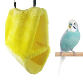 Wontee Bird Parrot Plush Hammock Dual Layer Nest Shed Bird Snuggle Cave Happy Hut for Parrot Macaw Budgies Eclectus Parakeet Cockatiels Cockatoo Lovebird (S, Yellow)