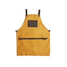 Work Apron in Non-Waxed Canvas with Cross Straps Adjustable (Amber)