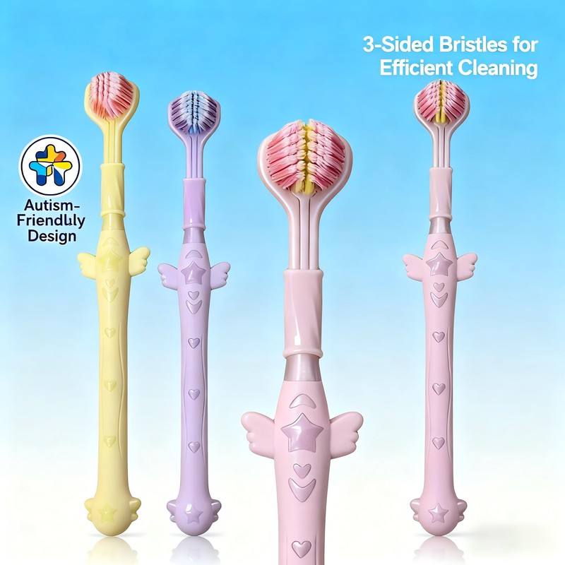 Mluyeri 3-Sided Toothbrush Set, 7.4 Inch, 360 Degree Cleaning, 3