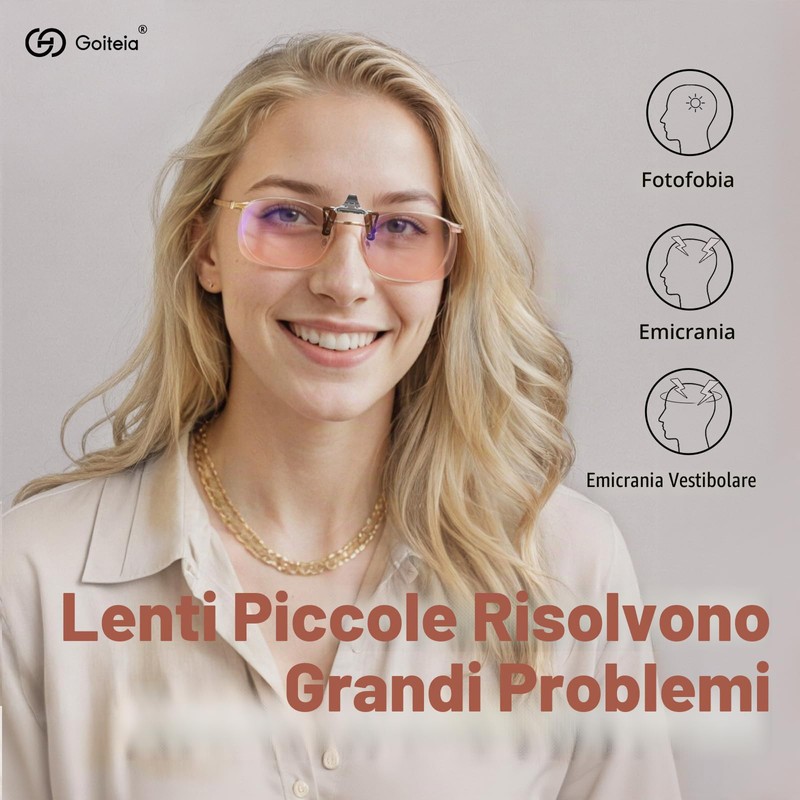 Goiteia FL-Rose - Occhiali con clip per emicrania, con clip,