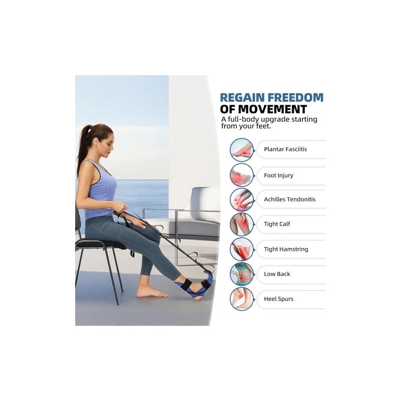 Foot & Calf Stretching Strap for Plantar Fasciitis & Heel