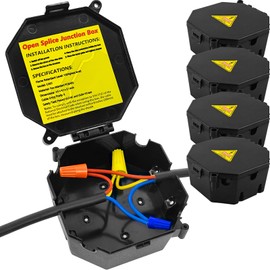 MIARALA Black Open Splice Junction Box (4 Pack), Electrical Splice Box Wire Junction Box with Cover V0 Flame Retardant Rating(Highest Level)