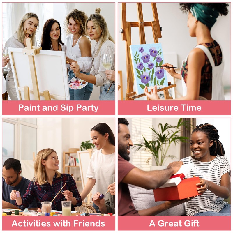 VOCHIC 16 Pcs Pre Drawn Canvas for Painting for Adults
