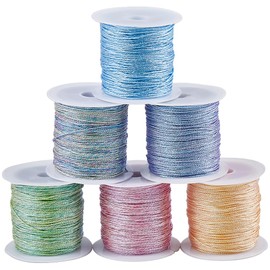 SUNNYCLUE 6 Colors 0.8mm Waxed Polyester Cord 9-Ply Waxed Cord String Colorful Waxed Beading Cord Wax Cord String Beading String for Jewellery Making Bracelet Necklace Macrame Waist Beads Supplies