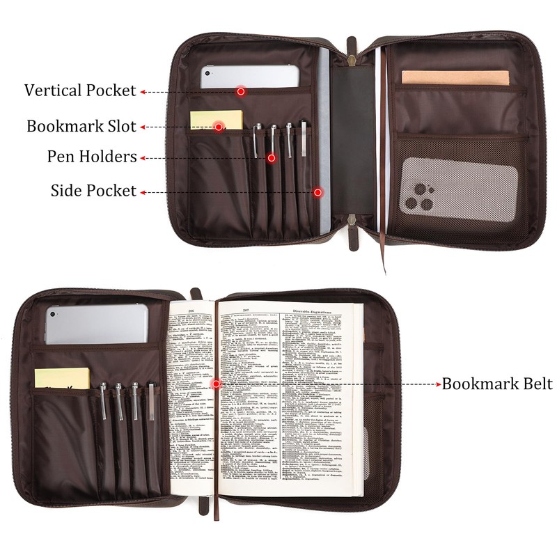 Polare Full Grain Leather Bible Cover Church Bag 10x7.5x2.2 inch