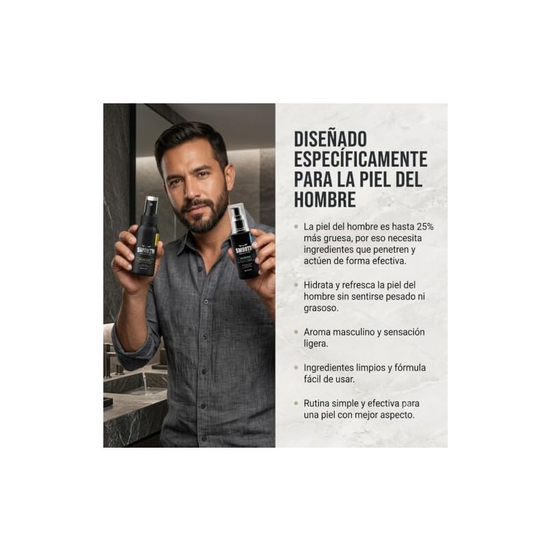 Smooth Kit Dúo Radiante Hombres Tónico Facial Ácido Hialurónico Sérum