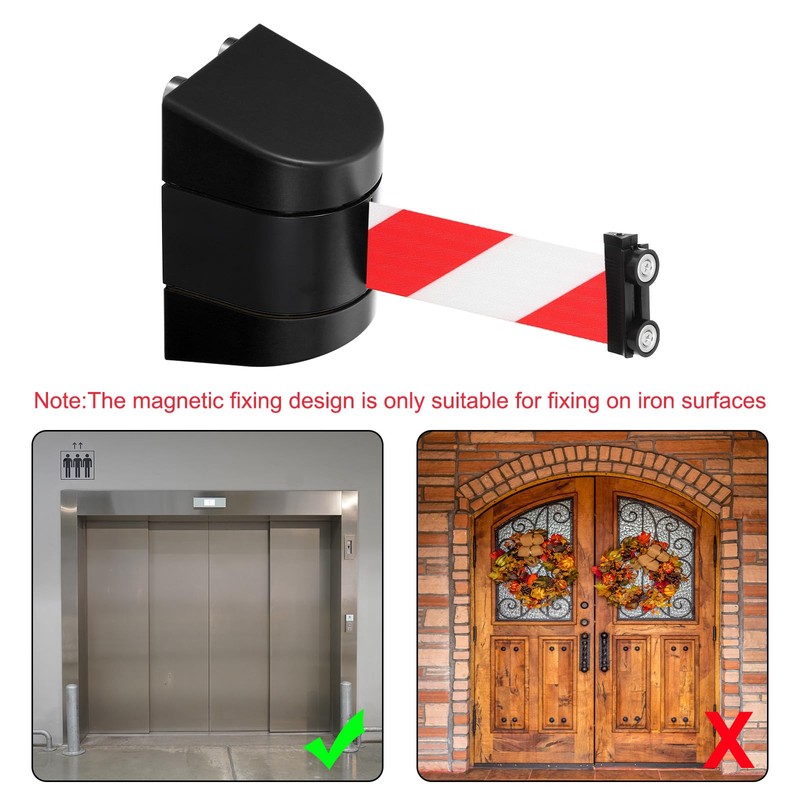 PATIKIL 16.4Ft Magnetic Wall Mount Retractable Belt Barrier, Fixed Crowd