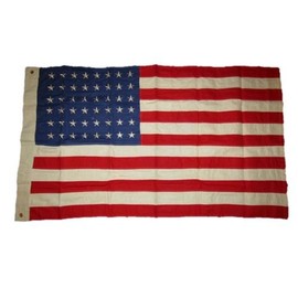 Moon Knives 3x5 Embroidered 48 Star USA American Tea Stain Vintage 100% Cotton Flag 3x5 - Party Decorations Supplies For Parades - Prime Outside, Garden, Men Cave Decor Flag