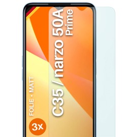 moex® FlexProtect Matte Screen Protector Compatible with Realme Narzo 50A Prime / C35 Anti-Glare Screen Protector, Matte Screen Protector, Robust and Scratch Resistant - Pack of 3
