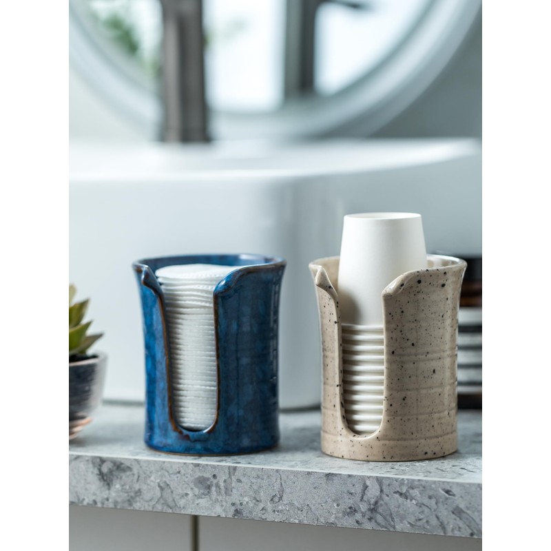 YHOJOY Bathroom Cup Holder, Ceramic Bathroom Cup Dispenser 3 Oz,