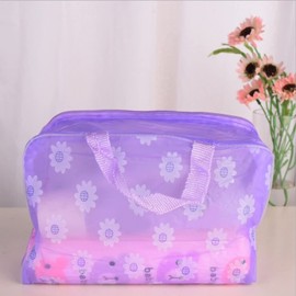 Travel Makeup Bag, Transparent PVC Waterproof for Storing Toiletries, Cosmetic Bag, Portable Compact Bag for Outdoor Travel Camping, purple