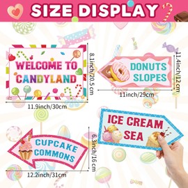 20 pcs Candy Land Party Decorations Welcome to Candyland Sign for Kids Dount Party Photo Booth Props for Birthday Party