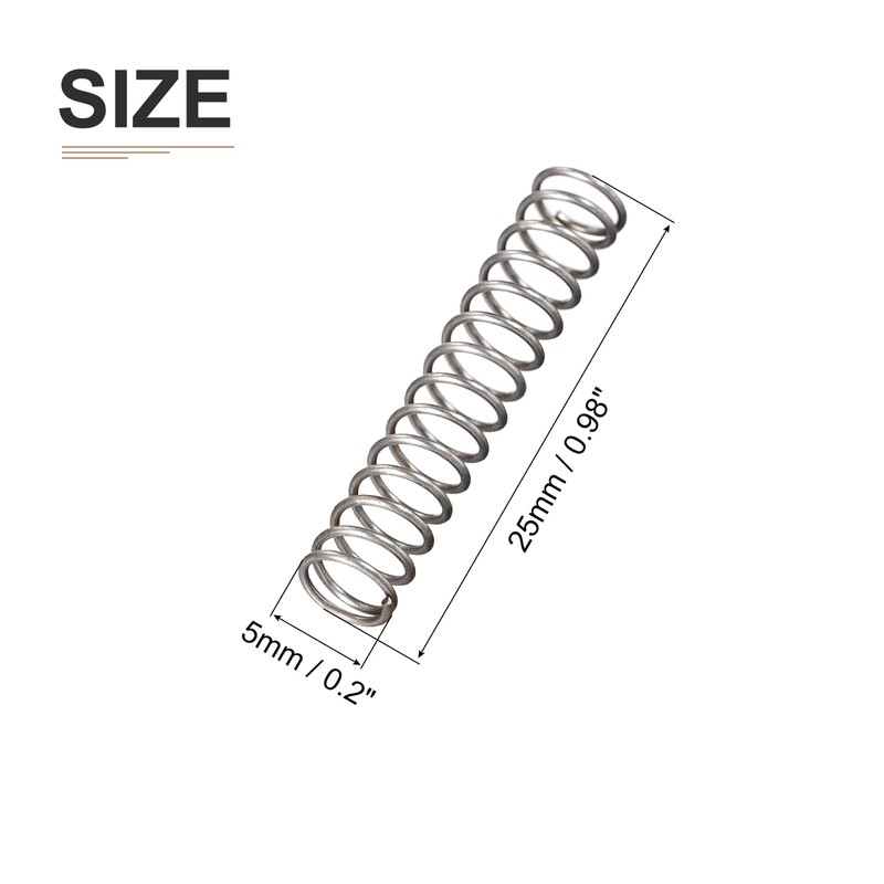 DTGN 0.5x5x25mm(DxODxL) Compression Spring - 10Pack - Good for Machinery