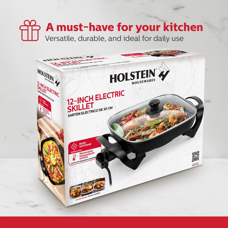 Holstein Housewares 12-Inch Electric Skillet - 1400W Electric Pan with