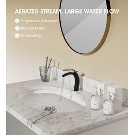 Modern Bathroom Sink Faucet Single Handle Unique Dragon Shaped Design Rotation Spout Solid Brass Tap (Short-Black Gold)