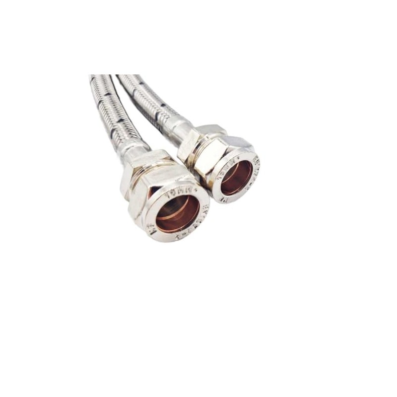 Pair of Flexible Tap Connectors Tails Monobloc M10 x 15mm