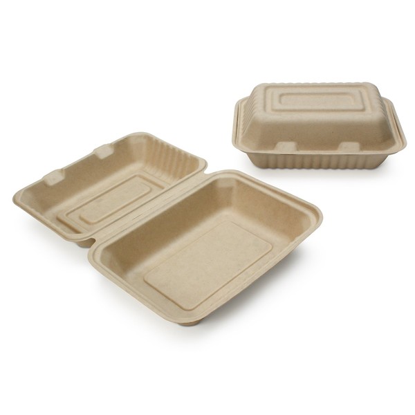 100% Compostable Disposable Food Containers with Lids [9”X6” 500 Pack] Eco-Friendly Take-Out TO-GO Containers, Heavy-Duty, Biodegradable, Unbleached by Earth's Natural Alternative