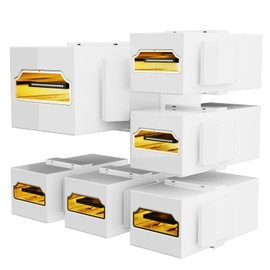 PANPEO 6-Pack HDMI Keystone, HDMI Keystone Jack 4K Female to Female Adapter Support All 3D, 4K - Gold-Plated (6 Pack - White)