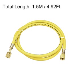 sourcing map Charging Hose 1/4 SAE Thread 4.92 Ft Length 600 PSI for Air Conditioning Cooling Yellow