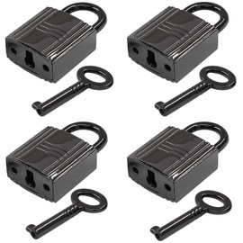 Waziaqoc 2Pcs Mini Padlocks, Square Black Padlock with Keys Metal Decorative Locks for Jewelry Box Storage Box Diary Mini Bags
