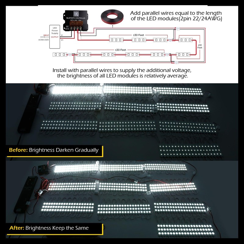 Dyna-Living 100FT White LED Storefront Lights APP Bluetooth & IR