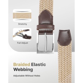 FAIRWIN Elastic Braided Stretch Mens Golf Casual Jeans Belts Woven 1 3/8" Nylon Work Belts for Men Pants Shorts
