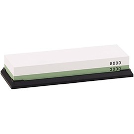 TokioKitchenWare Whetstone: Double Water Whetstone with Non-Slip Holder, Grit 3000/8000 (Water Stones, Combination Whetstone, Grinding Wheels)