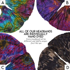 CHARM Tie Dye Headband Hippie Elastic Bandana Head Cover Wrap for Men & Women Psychedelic Flower Pattern 60'S 70'S Retro Boho - a, size: m