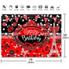 Fitumiw Ladybug Birthday Backdrop 7x5ft Eiffel Tower Butterfly Red and