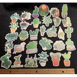 Unbranded LOT of 10 pieces random PLANT LOVER stickers CACTUS cacti monstera sage kitty