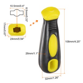QUARKZMAN Pack of 5 Plastic File Handle 108 mm / 4.25 Inch Round and Rectangular Hole Ergonomic Handles for 14 Inch Metal Files, Rasps and Chisels