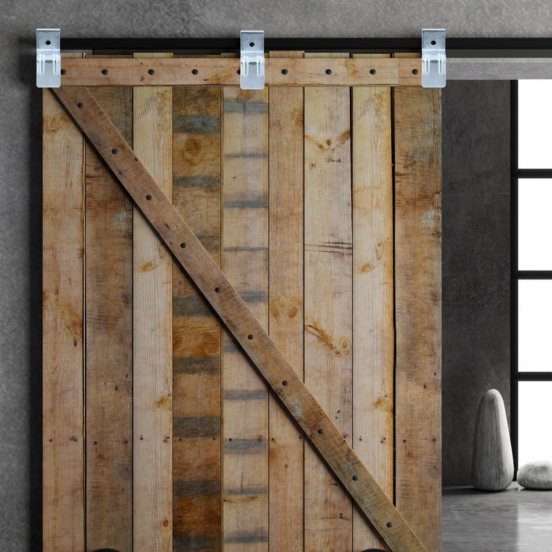 QWORK Heavy Duty Box Rail Hanger Bracket for Barn Doors