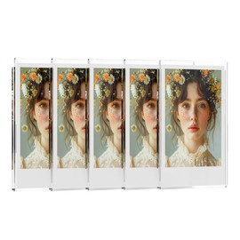 Opps Fridge Magnetic Polaroid Frame: Acrylic Polaroid Magnets for Refrigerator, Clear Instax Mini Photo Picture Frame, 2.36 x 3.54 Inch Unobstructed Edges (5 Pack)