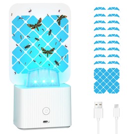 Fruit Fly Traps for Indoors, 1 Trap+10 Sticky Refills, Bug Gnat Traps Zappers for House, Mosquito Zapper for Pantry Moth, Safer Home Bug Light Catcher, Plug in Gnat Killer Indoor
