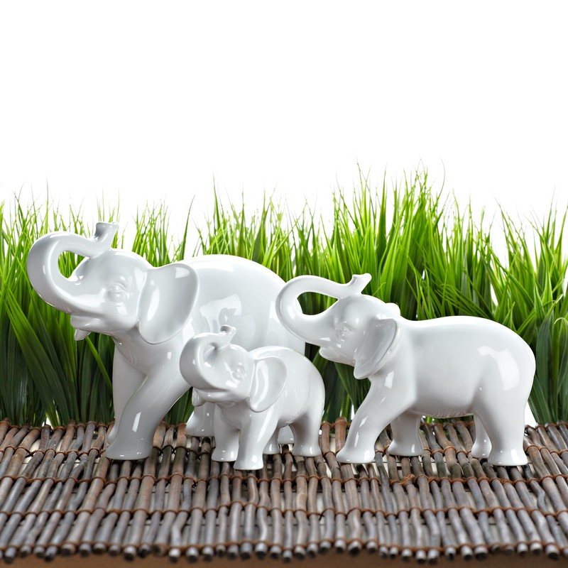 Abbott Collection Ceramic Elephant Figurine, White (Medium)