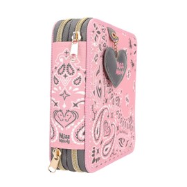 Depesche 12766 Miss Melody Bandana - Filled 2-Compartment Pencil Case with Bandana Pattern, Pink Pencil Case with Colouring Pencils, Ruler, Scissors and much more
