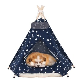 Mooipet Pet Teepee Tent for Dogs & Cats Dog Bed with Thick Cushion Puppies Play House Removable and Washable