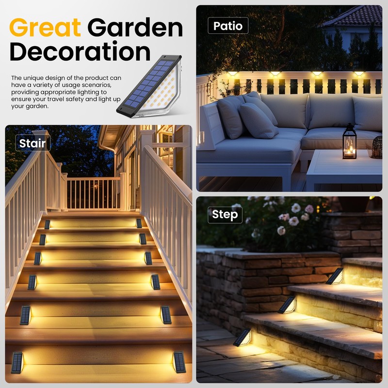 Solpex Solar Step Lights, 33 LEDs Solar Deck Lights Outdoor