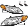 ROADEAL Headlights W/Bulbs for 2006-2011 Honda Civic 4-Door Halogen Headlamp