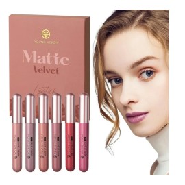 / Z Conjunto De 6 Batons Mate Lip Brilho À Prova M /