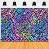 Fitumiw Neon Rainbow Leopard Backdrop 8x6ft Sparkly Paint Splatter Photography