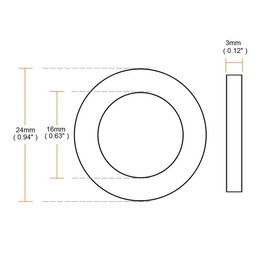 TOP-VIGOR 10Pcs Rubber Flat Washers, 24mm OD 16mm ID 3mm Thickness Heavy Duty Black Rubber Grommet Vibration Damping Pads Sealing Gasket Washers for Faucet Pipe Water Hose Fastener Bolt