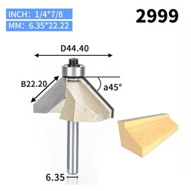 CREAP 1pcs Router Bits Chamfer Cutter Horse Nose Bit 45 Deg CNC Woodworking Tools 2 Flute 1/4 Shank Endmill Bit for Wood(2999)