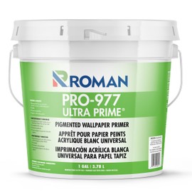 ROMAN PRO-977 White Wallpaper Primer - Pigmented Acrylic Primer for Wallcoverings and Home Improvement, Water-based - 1 Gallon, White