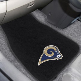 FANMATS 17134 Los Angeles Rams 2-Piece Embroidered Team Logo Car Mat Set, Front Row Automotive Floor Mats