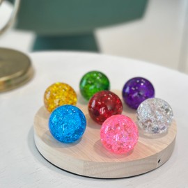 ILIEMOC Crystal Crackle Ball with Round LED Base – 7 Color Changing Light Sphere for Healing, Reiki, Chakra Meditation, Night Lamp & Zen Home Decoration Gift(Round)