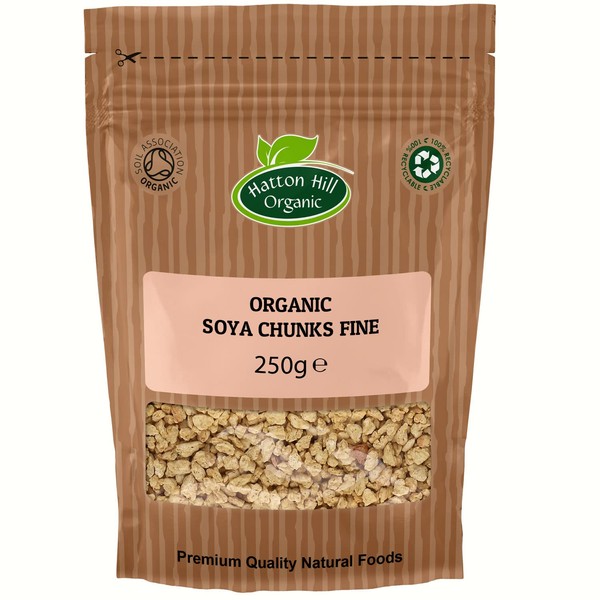 Organic Textured Vegetable Protein (TVP) SOYA Chunks Fine 250g by Hatton Hill Organic