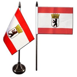 Flaggenfritze Table Flag Germany Berlin with Crown + Free Sticker