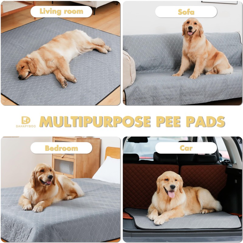 DAHAPYBOO Extra Large Washable Pee Pads for Dogs,4 Pack Reusable